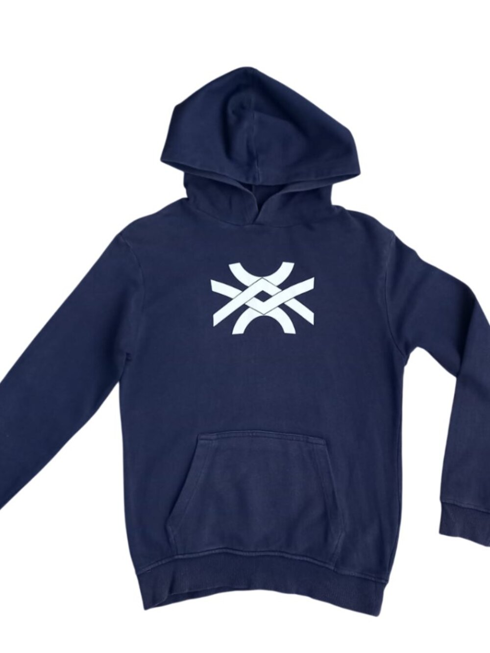 Benetton Boys Navy Blue Logo Pullover Hoodie XL